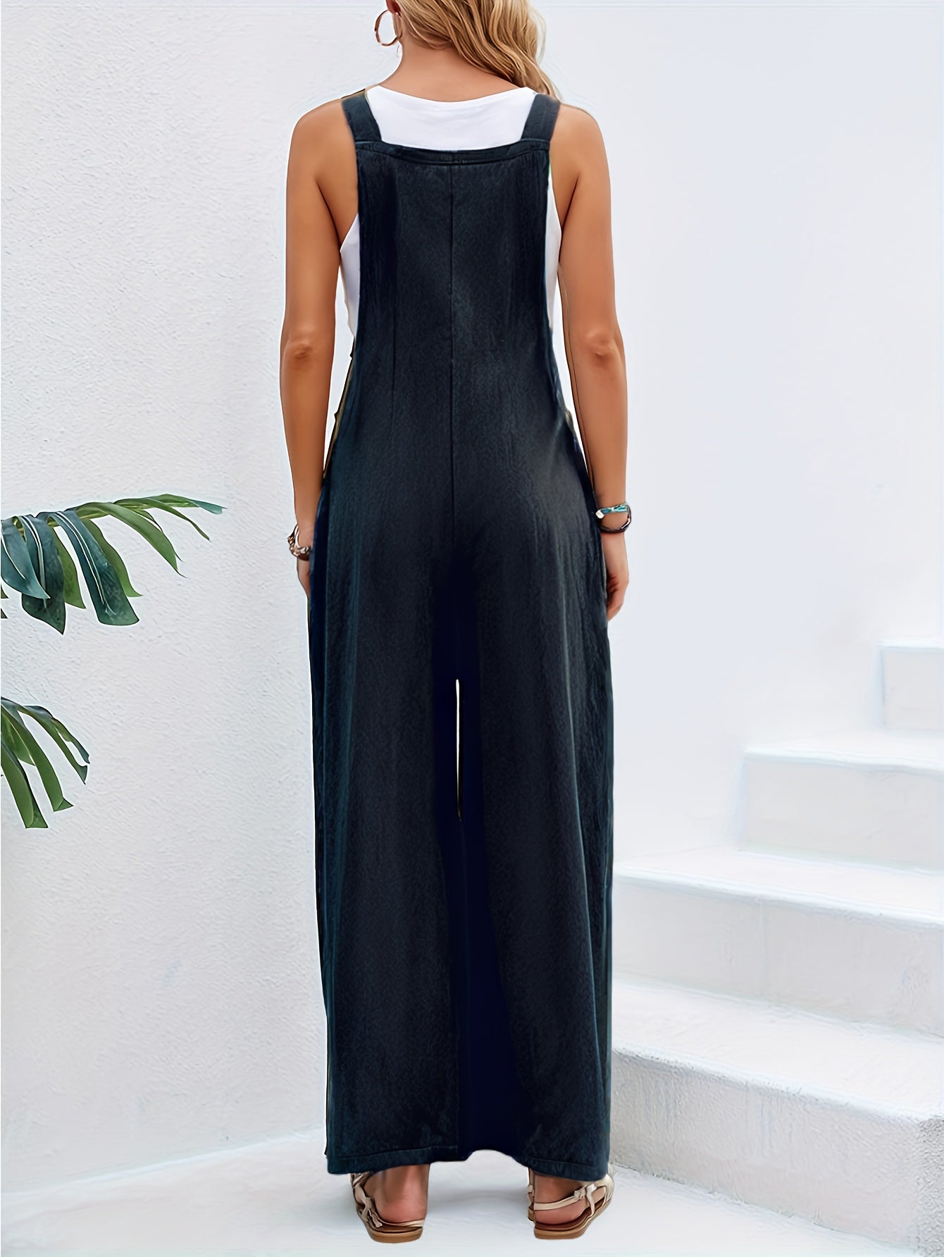 Effortlessly Chic Wide Leg Jumpsuit - Loose Fit With Pockets, Perfect For Summer & Spring, Stylish Womens Clothing For Casual Everyday Style