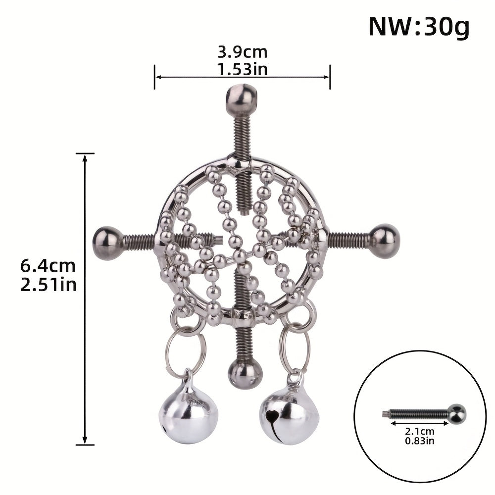 1 Pair Fantasy Female Nipple Clamp Harness Belt Mini Bells Breast Clips Adjustable BDSM Games Sex Toys for Women Couples