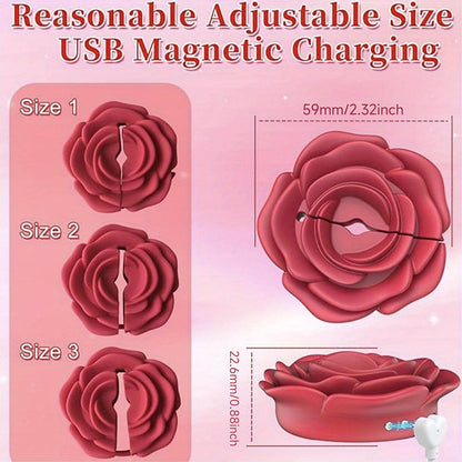 1 Pair of USB-Powered Rose Vibrating Nipple Clamps - 10 Frequency Modes, Adjustable Silicone & ABS Stimulator for Women, Rose Red, Enhances Sensual Pleasure for Couples, Nipple Stimulation Toy