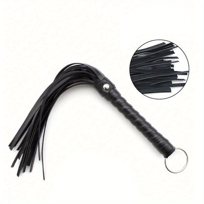 1 Set Black Handcuffs Eye Mask and Whip Fun Set, Black Small Leather Whips, Adult Sex Toys, Leather Plush Eye Masks, SM Training, Punishment Tools