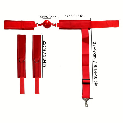 1 Set BDSM Bondage Restraint Kit, Mouth Ball Gag Slave Restraint Set, Fetish Slave Handcuffs, Adult Sex Toys for Women And Couples, Erotic Game Accessories