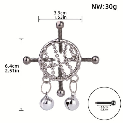 1 Pair Fantasy Female Nipple Clamp Harness Belt Mini Bells Breast Clips Adjustable BDSM Games Sex Toys for Women Couples
