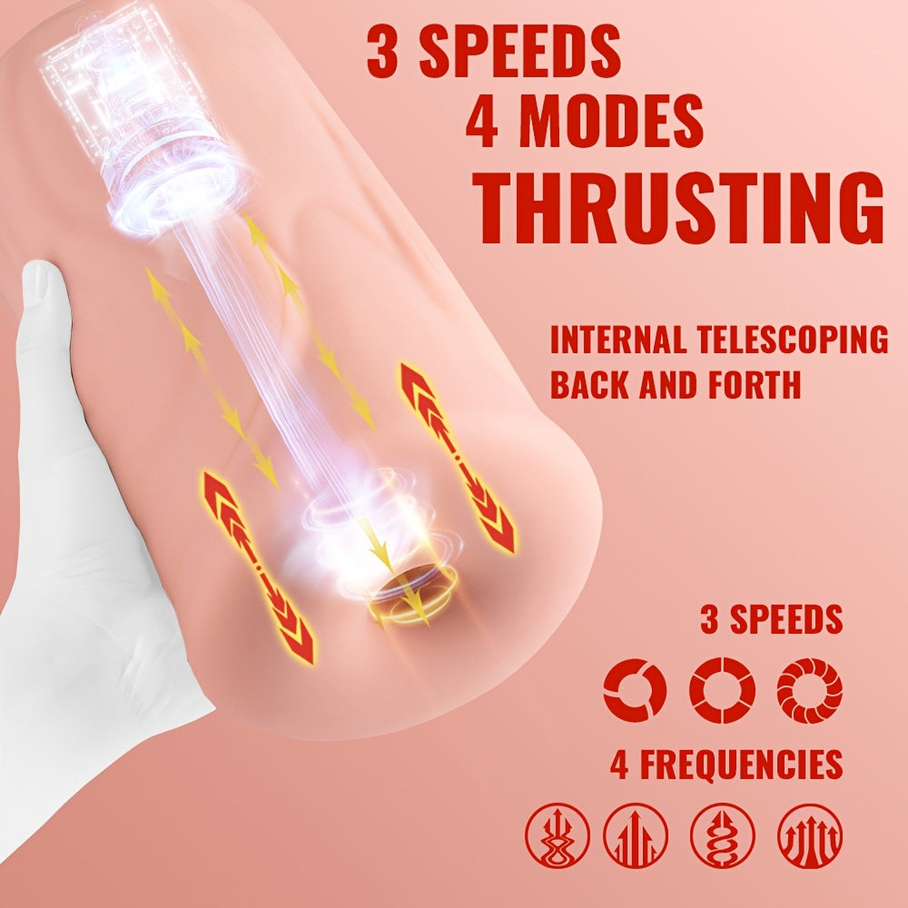 1 Pc Of Electric Male Masturbator Sex Toy Design Portable Winter Melon Shape Reusable Super Soft Tight Vagina Simulation Easy To Clean With 3 Speeds And 4 Frequencies Magnetic Charging Adult Products