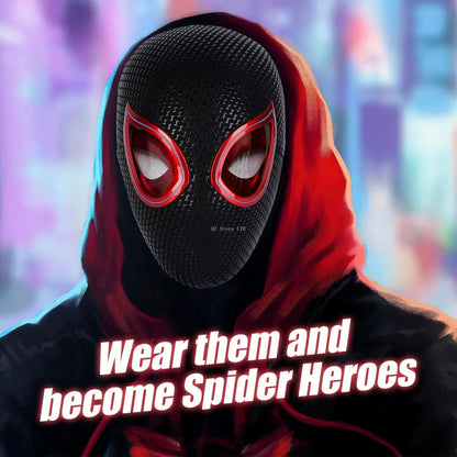 Marvel 1:1 Miles Morales Mask with Movable Eyes Electronic Mascara Gwen Spider-Man Helmet Ring Control Cosplay Mask Toy for Gift