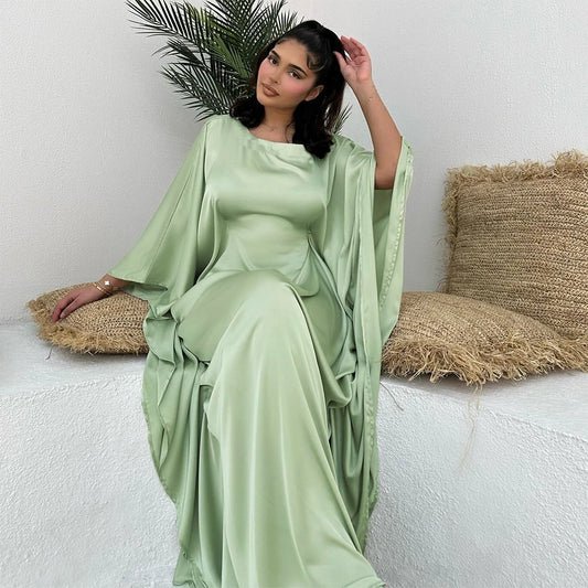 Comfortable Classic Abaya 2024 Islamic Clothing Satin Fabric Batwing Kaftan Women's Dresses Modest Abaya Women Muslim Dress