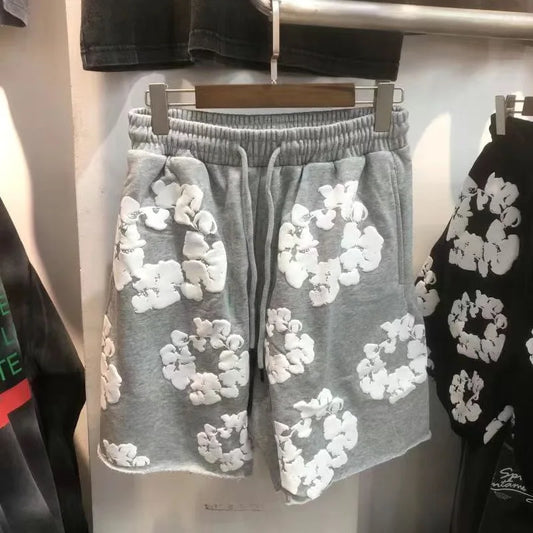 DENIM TEARS New Men's Women's Same Kapok Foam Printing Sports Loose Breathable Comfortable Shorts