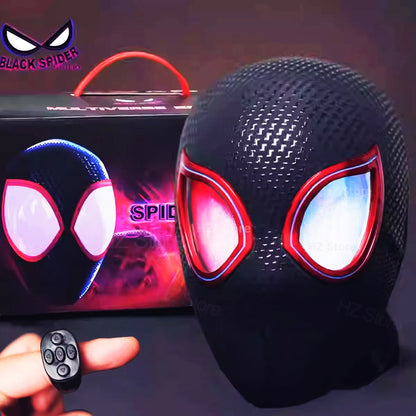 Marvel 1:1 Miles Morales Mask with Movable Eyes Electronic Mascara Gwen Spider-Man Helmet Ring Control Cosplay Mask Toy for Gift