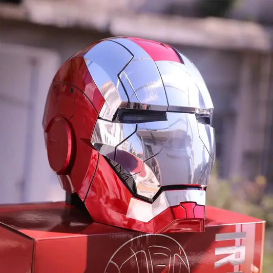 1/1 Cosplay Iron Man Helmet Mk5 Electric Voice Control Helmet Led Eyes Metal Mask Model Toys For Adults Children Christmas Gifts