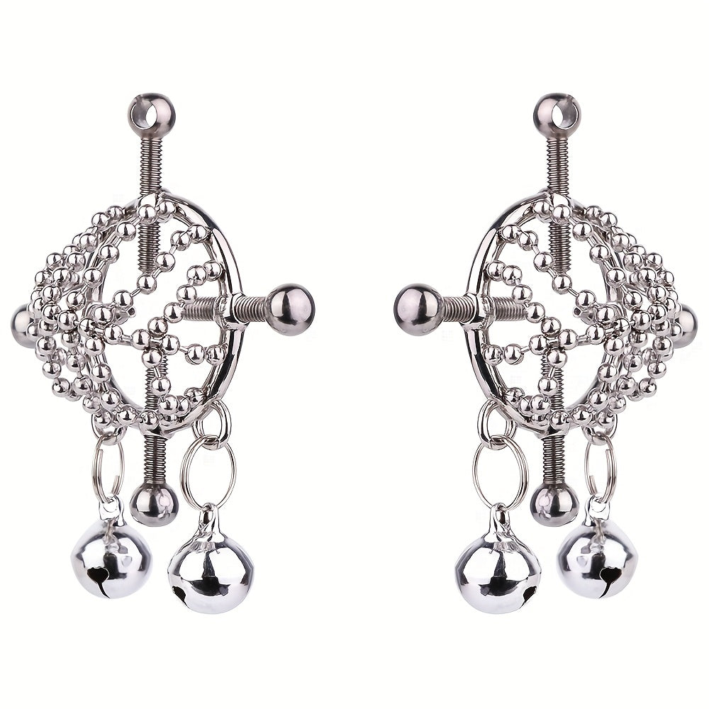 1 Pair Fantasy Female Nipple Clamp Harness Belt Mini Bells Breast Clips Adjustable BDSM Games Sex Toys for Women Couples