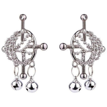 1 Pair Fantasy Female Nipple Clamp Harness Belt Mini Bells Breast Clips Adjustable BDSM Games Sex Toys for Women Couples